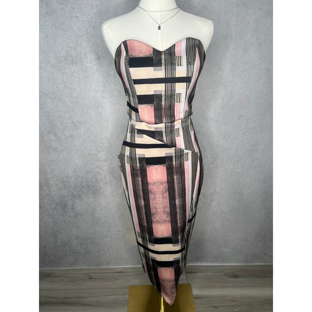 Strapless Sweetheart Abstract Print Cocktail Party Dress Size 6 Small
